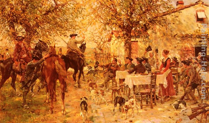 The Departure of the Hunting Party painting - Raffaelo Sorbi The Departure of the Hunting Party art painting